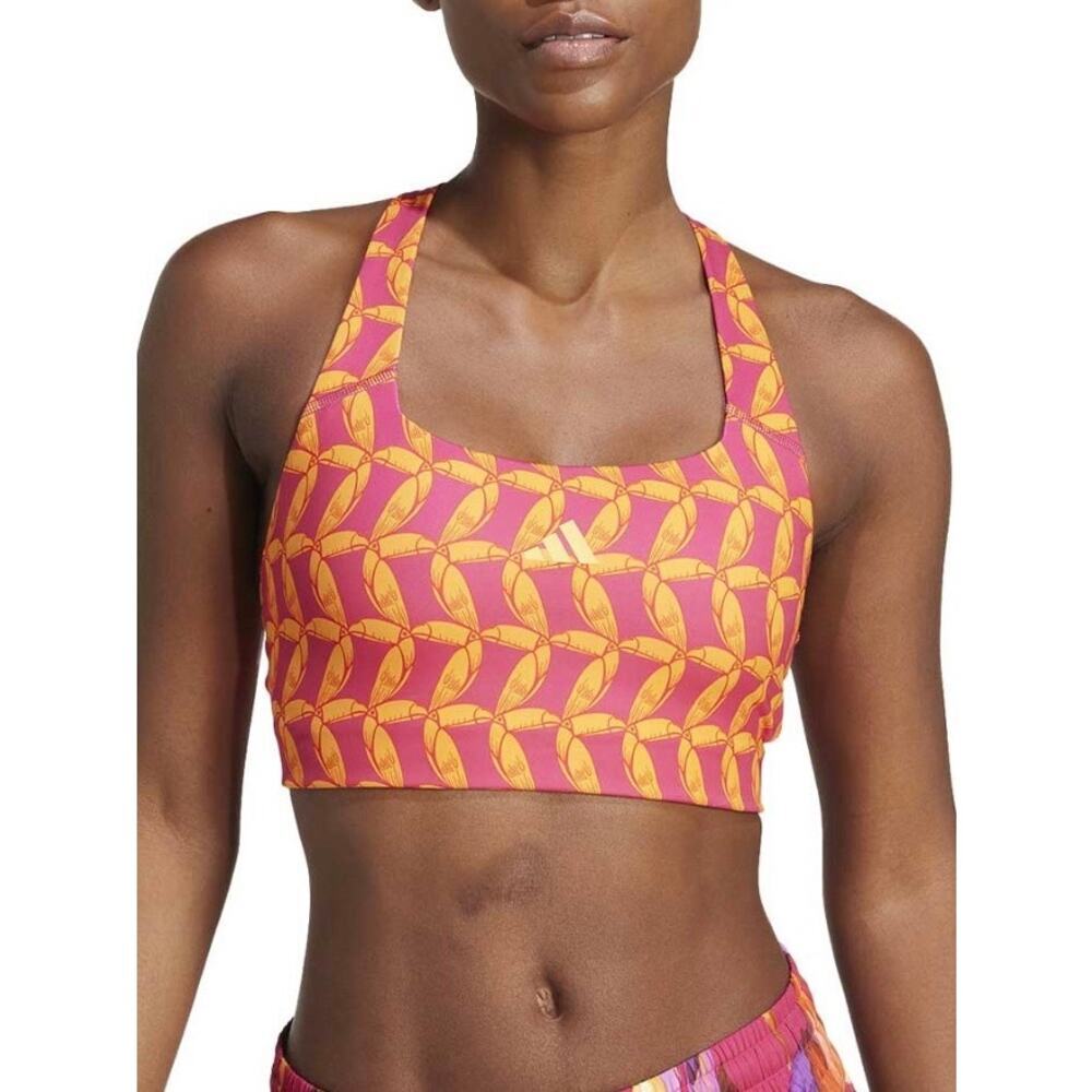 Adidas x Farm Rio Tropical Print Sports Bra In Orange